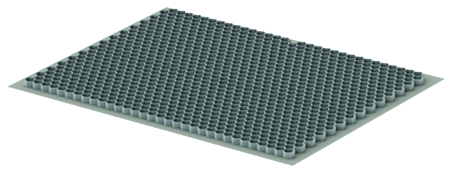 Render del panal Gravel Grid gris, de dimensiones 1200x1600mm H30.