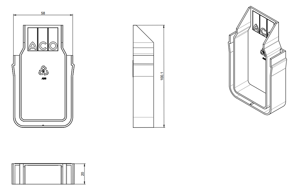 Esquema Tapa Inicio/Fin ACO Slimline Plastico Ciega (Threshold)