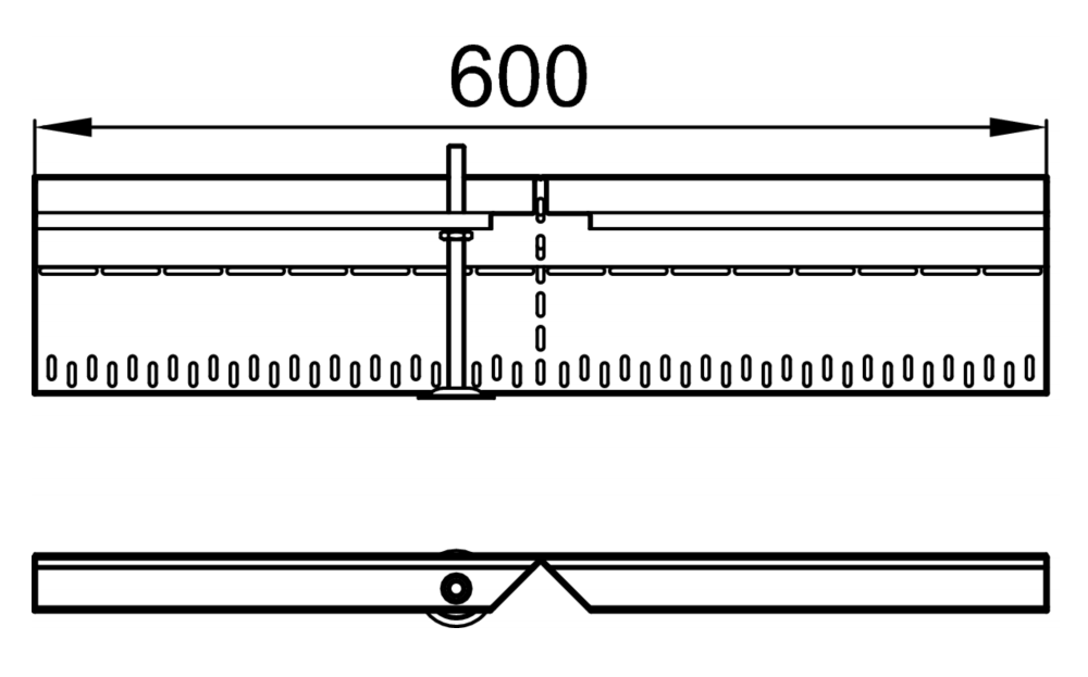 Esquema técnico do canal em L PROFILINE L600 H55 sem grelha