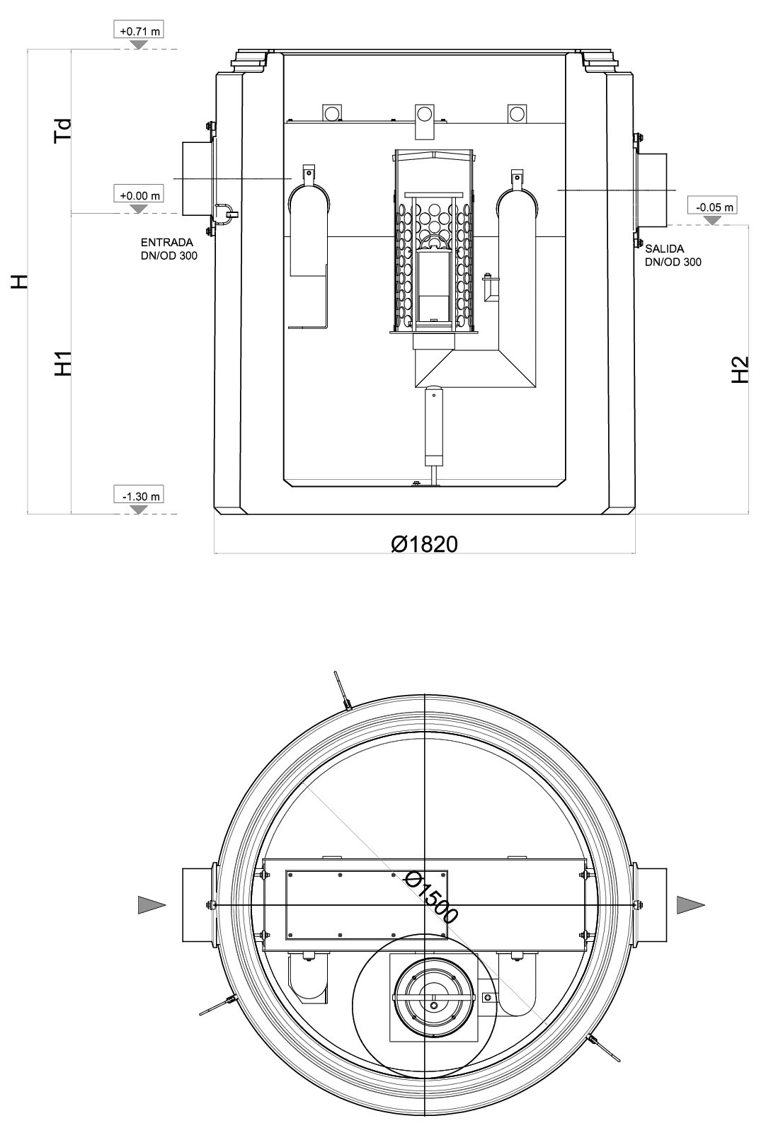 Esquema técnico Oleopass NS8/80/1200