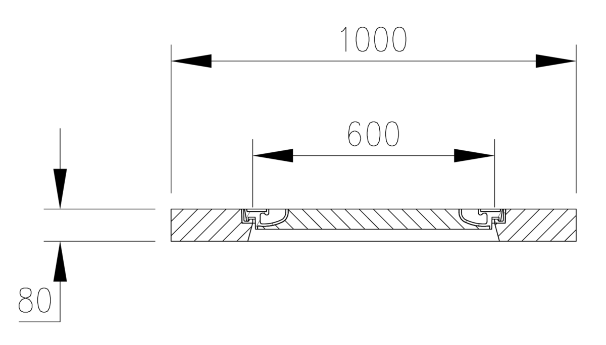 Esquema técnico del la tapa fija para separador de grasas. Incluye 1 tapa de hormigón Ø600 A15 y marco en horigmón de dimensiónes Ø1000 H80.