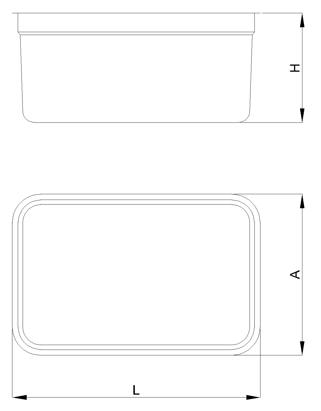 Esquema técnico depósito rectangular DR