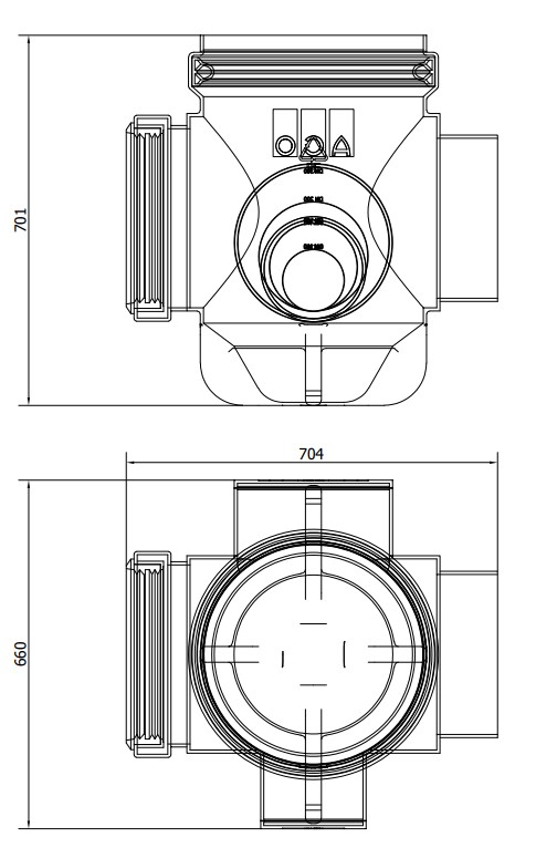 Desenho técnico Purga de fundo P/QMAX NEO 300 Tipo de canal: M-H. Código: 00418990