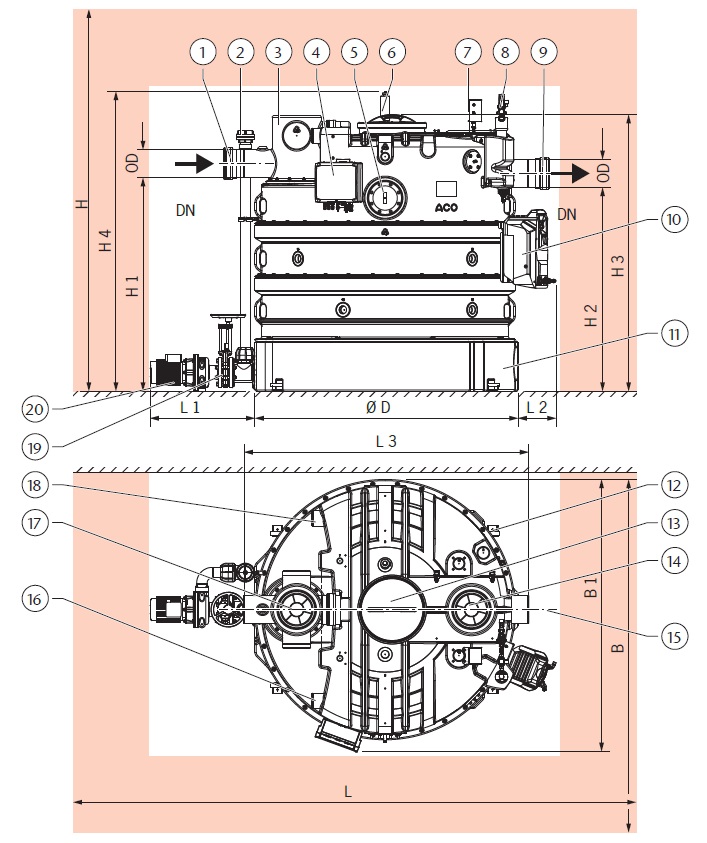 Esquema tecnico generico Lipujet P R AP rotomoldeado