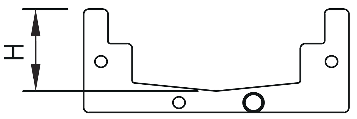 Esquema técnico da junta plana em NBR para canal MODULAR 125.