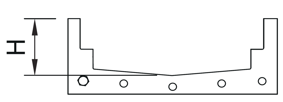 Esquema técnico de la junta planta en NBR para canal MODULAR 200.