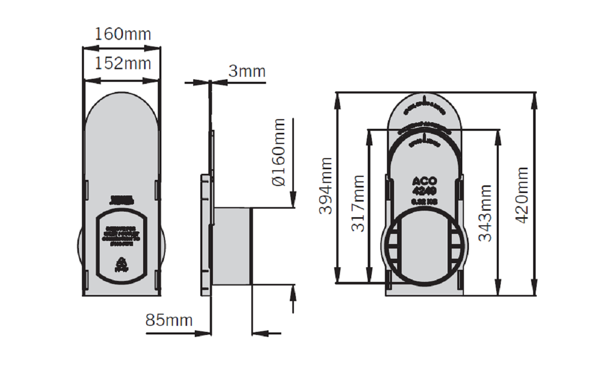 Esquema tapa inicio/fin para canal Kerbdrain hasta HB480