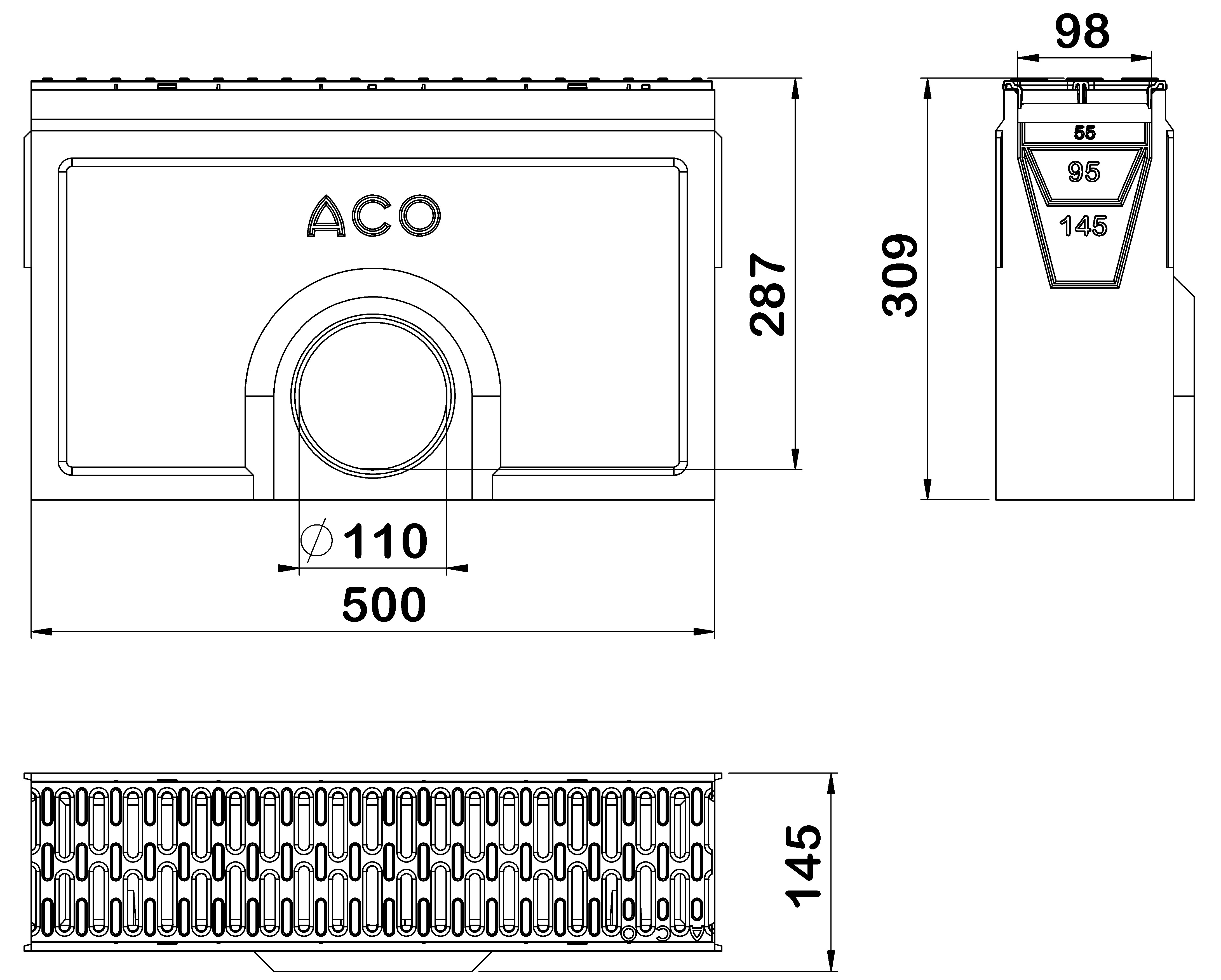 Esquema Sumidero Self100 c/ Reja Microgrip A15