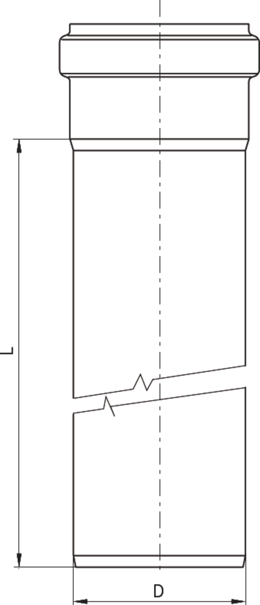 Esquema técnico de la tubería PIPE recta de DN75-125