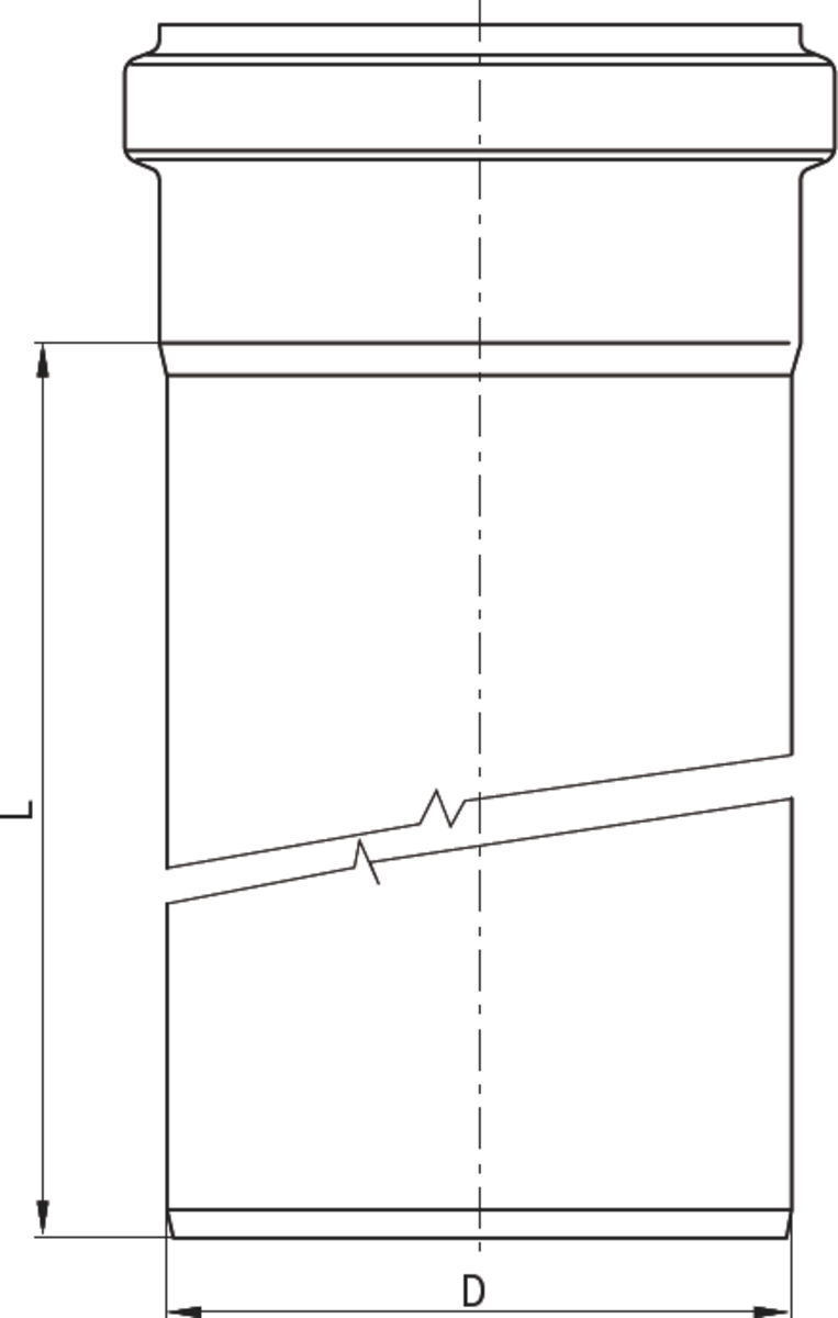 Esquema técnico de la tubería PIPE recta de DN160-315