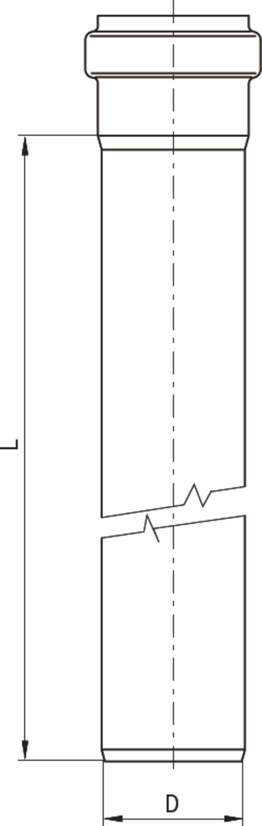 Esquema técnico de la tubería PIPE recta de DN40-50