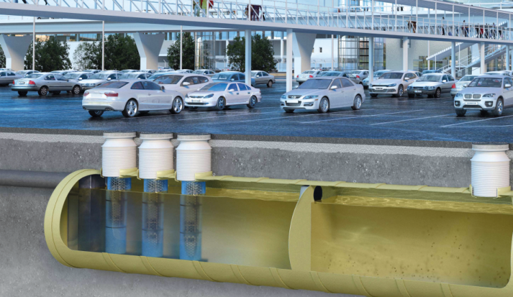 Instalación de un separador de hidrocarburos OLEOPATOR-G-H en un parking de coches